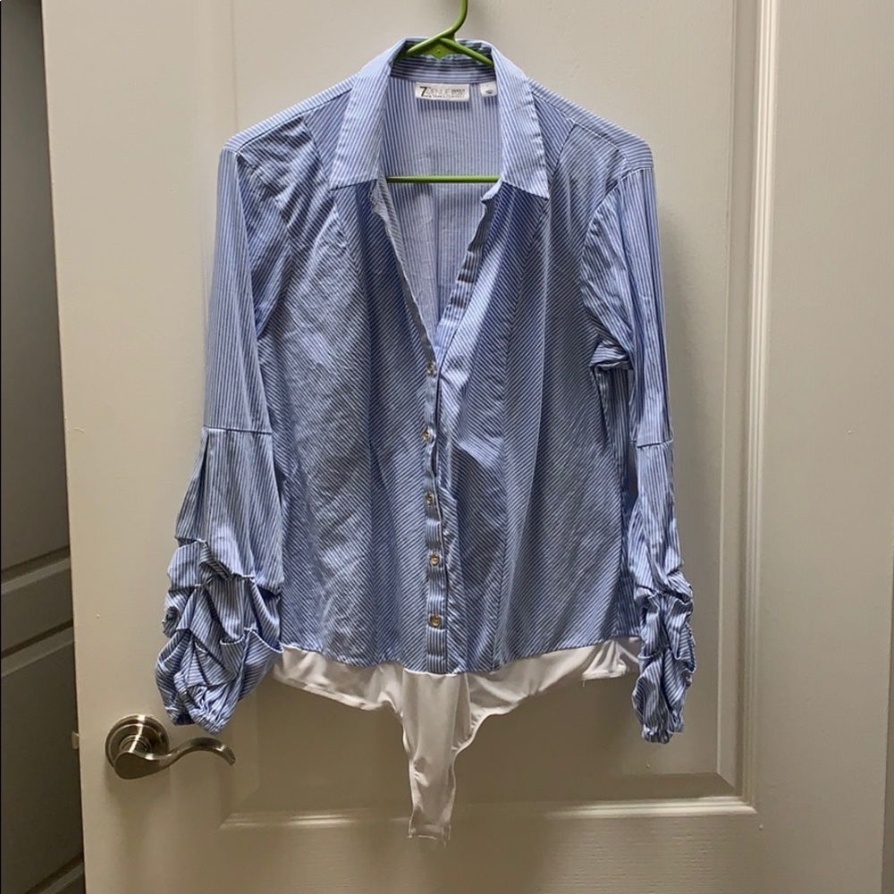 New York & Company Bodysuit Button Down Size L